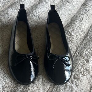 Black Patent Ballet Flats with Bow